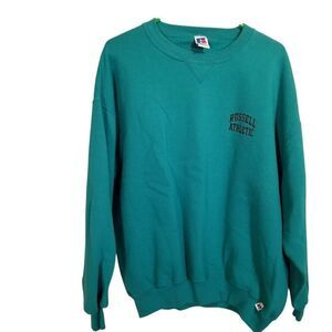 Vintage 80s Russell Athletic Mens Sweatshirt Teal Green XXL Crewneck USA